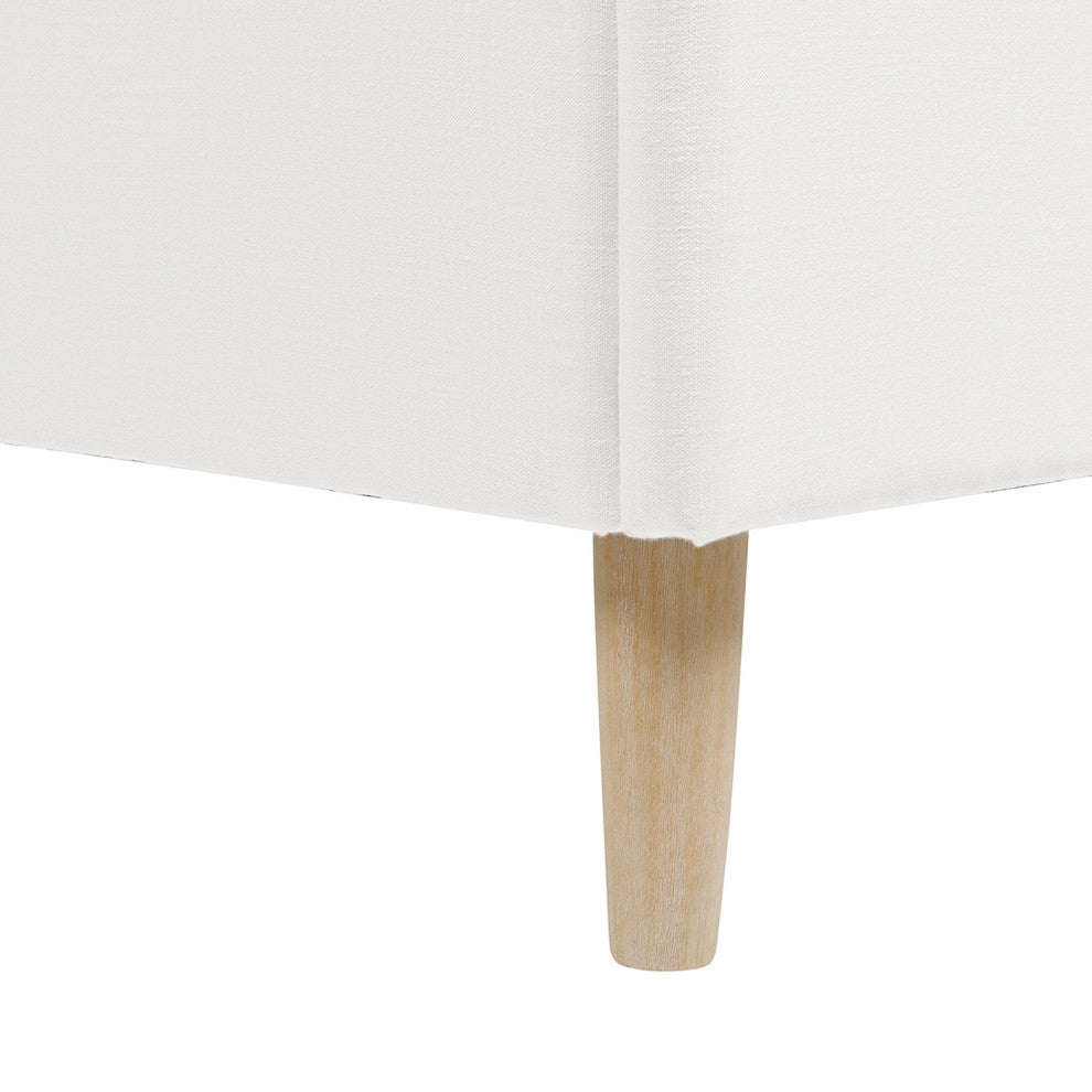 Stockholm Modern Wavy Headboard Platform Bed, Antique White Polyester, Queen