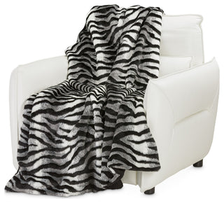 Zephyr 56" x 72" Faux-Fur Throw, Ebony