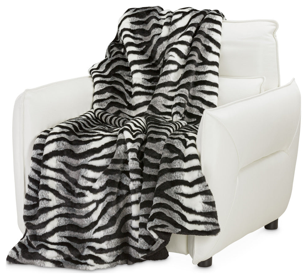 Zephyr 56" x 72" Faux-Fur Throw, Ebony