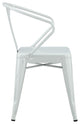 Modern Contemporary Kitchen Metal Dining Armchair Gray, Outdoor and Indoor
