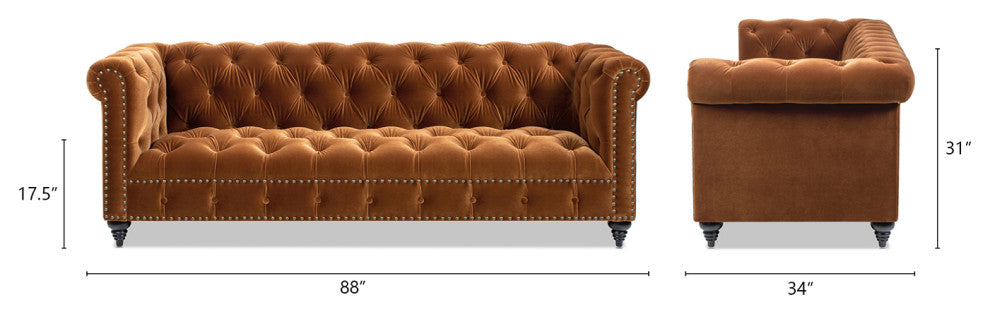 Alto 88" Tufted Chesterfield Sofa, Burnt Orange Performance Velvet
