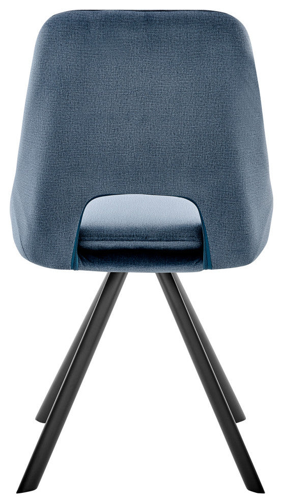 Lexi Dining Room Accent chair, Blue Velvet and Black Finish