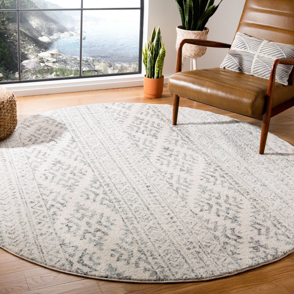 Safavieh Tulum Tul272A Southwestern Rug, Ivory and Gray, 5'3"x7'6"