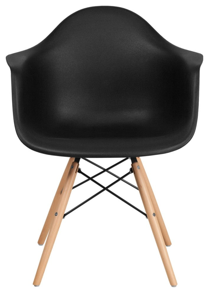 Alonza Series Black Plastic Chair, Wood Base