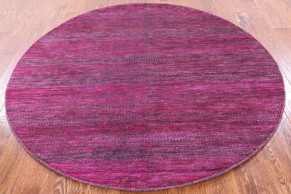 6' Round Super Savannah Gabbeh Wool and Silk Handmade Rug Q6124