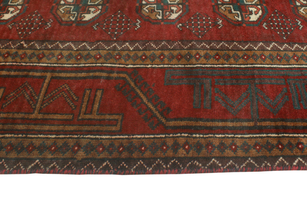 Fine Vintage Distressed Kwasi Red/Charcoal Runner, 4'0 x 8'5