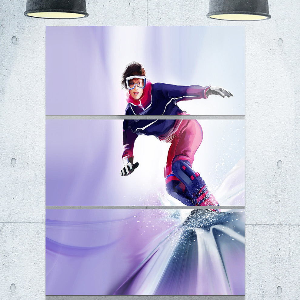 "Pretty Female Snowboarder" Digital Metal Wall Art, 3 Panels, 28"x36"