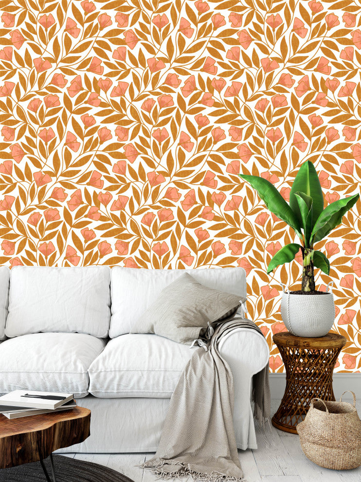 Therese Pink and Gold Wallpaper by Amy MacCready, Sample 12"x8"