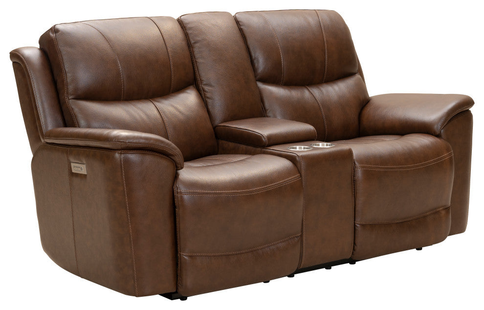 Kaden Power Reclining Console Loveseat w/Power Head Rests & Lumbar, Jarod Brown