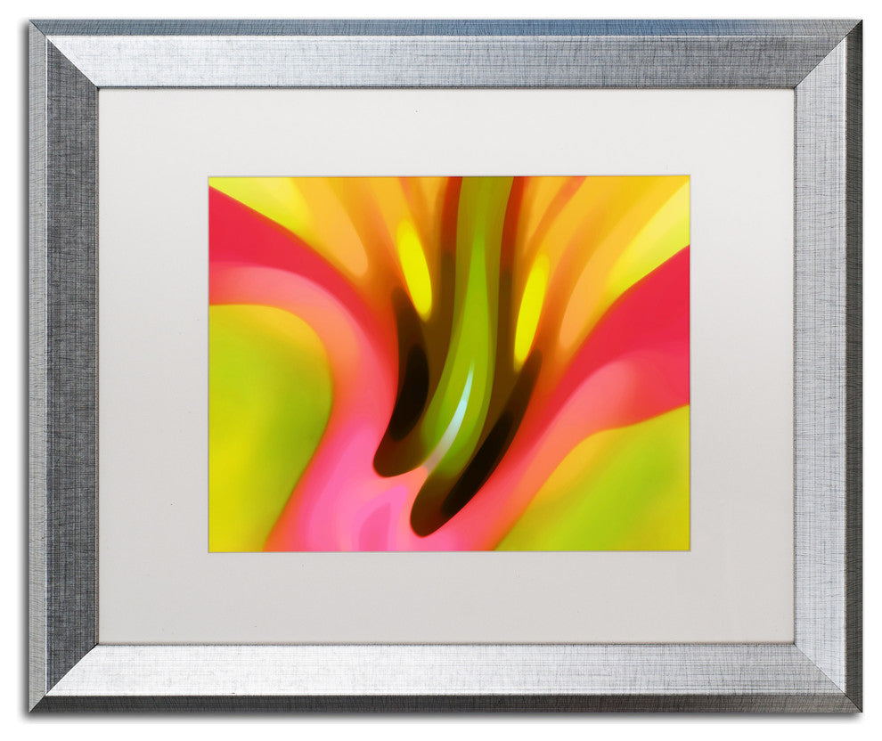 'Pink Lily' Matted Framed Art, Silver Frame, White Matte, 20x16