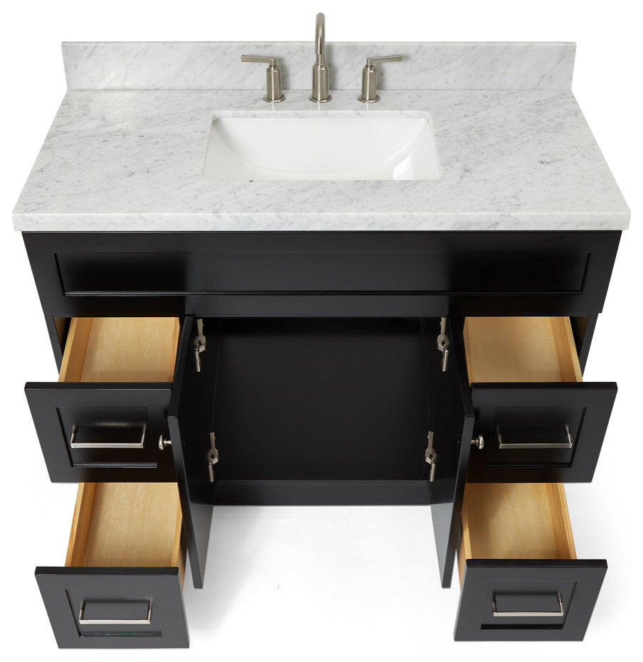 Ariel Hamlet 43" Rectangle Sink Bath Vanity, 1.5" Carrara Marble