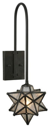 9W Moravian Star Clear Seeded Curved Arm Wall Sconce