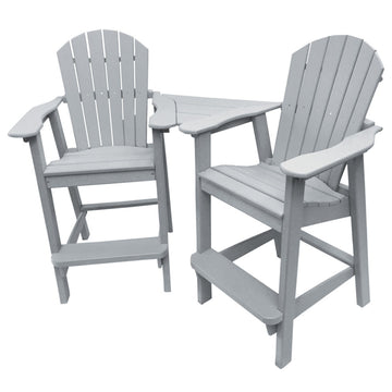 Phat Tommy Tall Adirondack Chairs Set of 2, Poly Outdoor Bar Stool Chairs, Grey