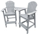 Phat Tommy Tall Adirondack Chairs Set of 2, Poly Outdoor Bar Stool Chairs, Grey