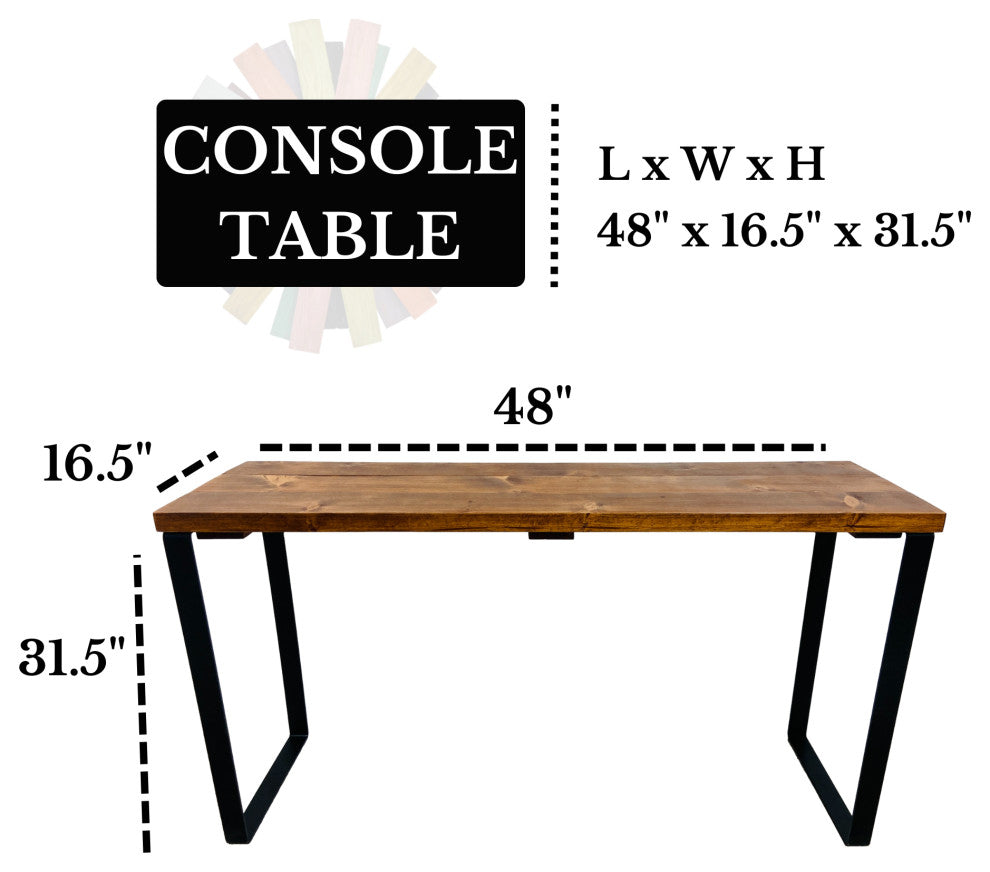 Barn Walls Bedroom Console Table Accent Table, Handcrafted, Foxy Brown, 48" Length