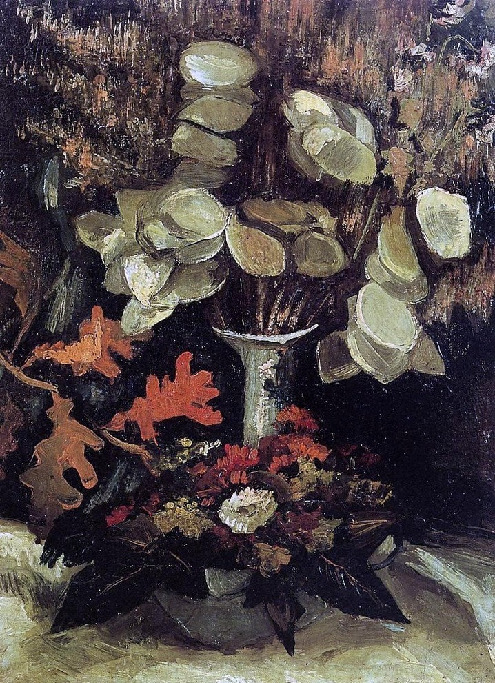 Vincent Van Gogh Vase With Honesty, Gallery Wrapped Canvas Print, 18"x27"