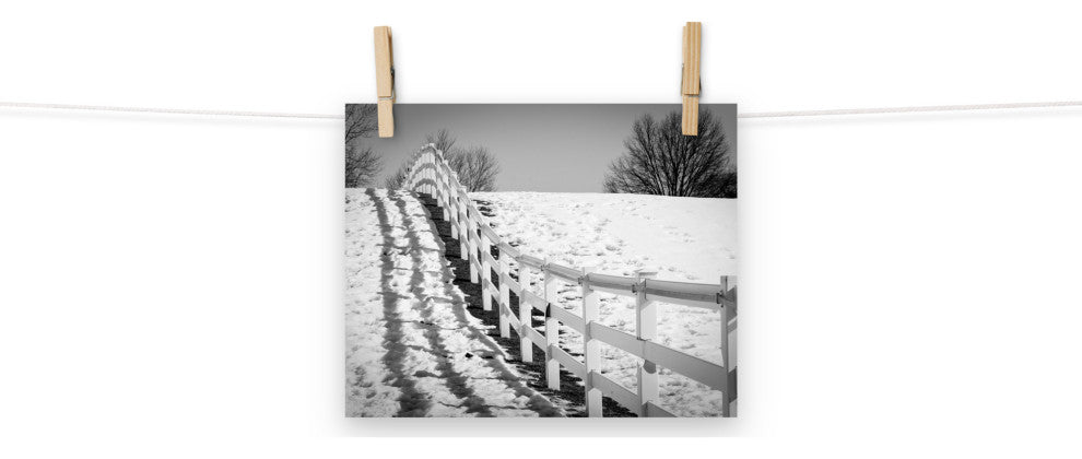 Endless Fences Black and White Landscape Photo Unframed Wall Art Print, 8" X 10"