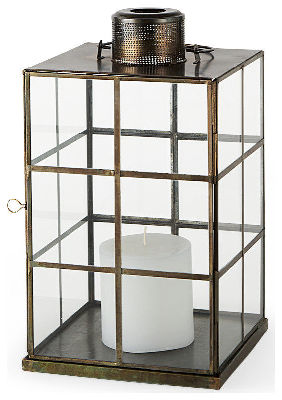 Grimwig, Small, 8Lx8Wx15H Gold Glass Lantern