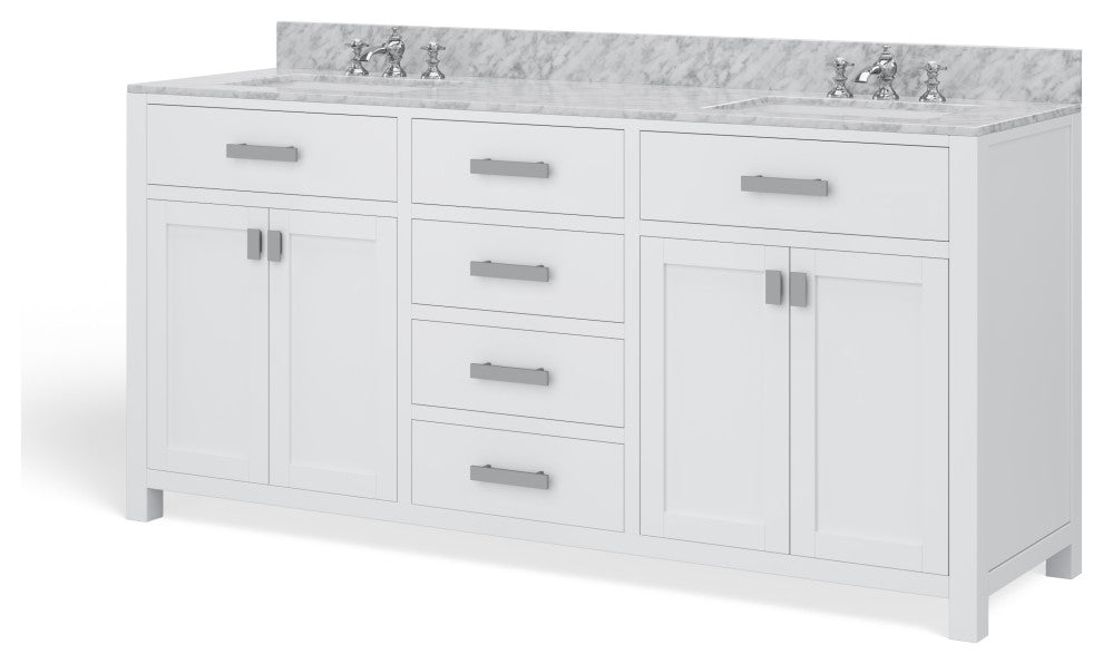 The Polaris Bathroom Vanity, Pure White, 72", Double Sink, Freestanding