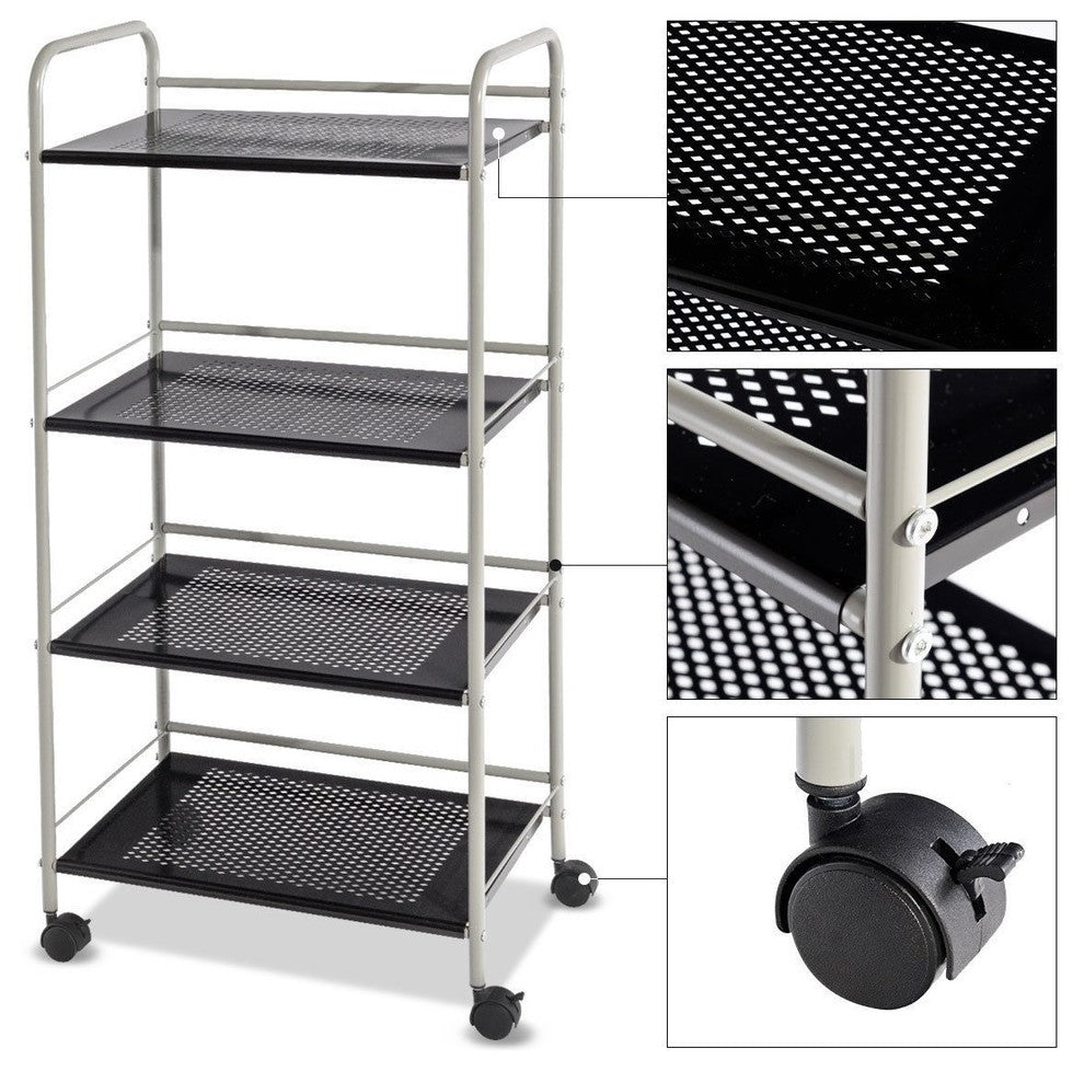 Modern 4-Tiers Rolling Cart Storage Display Rack