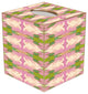 WB526LP-Laura Park Cabana Pink Wastepaper Basket, Scalloped Top and Wood Tissue Box Cover