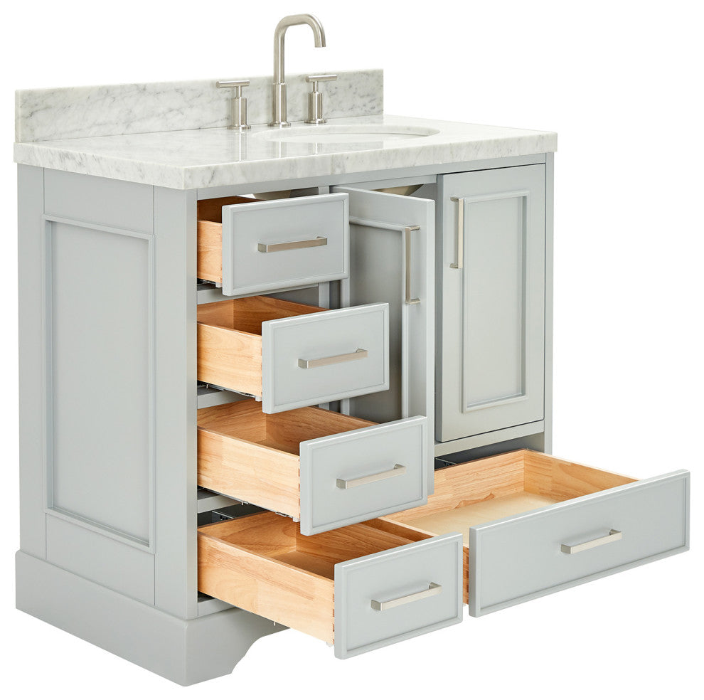 Ariel Stafford 37" Single Right Offset Oval Sink Bathroom Vanity