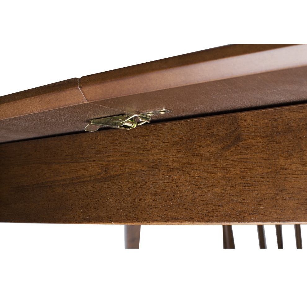 Extendable Rectangular Dining Room Table Modern Solid Wood, Medium Brown