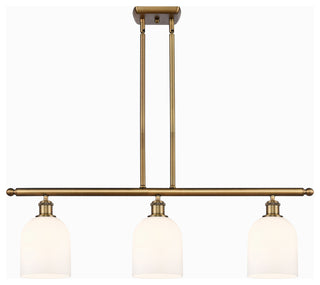 Ballston-Bella 3-Light 36" Stem Island Light, Brushed Brass, Gloss White