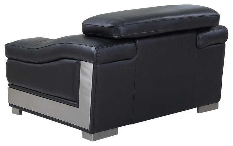 Milan Contemporary Genuine Italian Leather Armchair Black