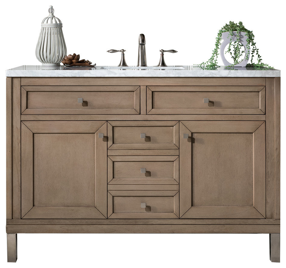 James Martin 305-V48-WWW-3AF Chicago 48" Single Vanity w/ Solid Surface Top