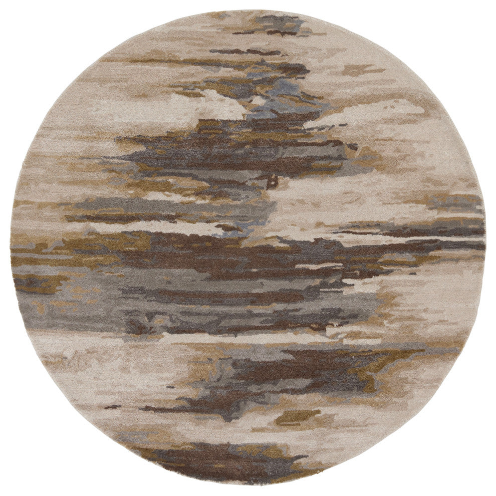 Jaipur Living Ryenn Handmade Abstract Cream/Gold Area Rug, 6' Rnd