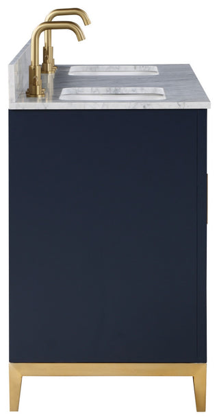 Gracie Bathroom Vanity, Pacific Blue With Carrara Marble, 60"