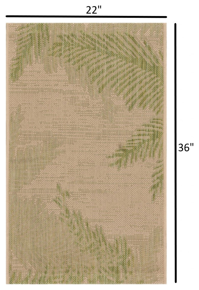 2' X 3' Beige Floral Indoor Outdoor Area Rug