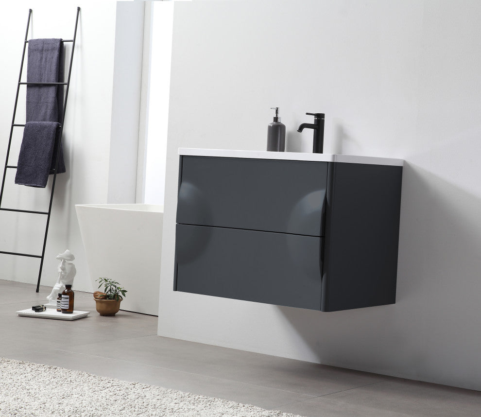 Colmar Wall Mount Vanity, Dark Gray, 30"