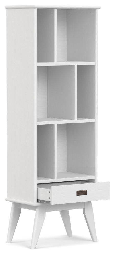 Draper SOLID HARDWOOD Mid Century Bookcase and Storage Unit, White