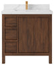Elizabeth 36 Center Sink Bath Vanity in Dark Walnut Teak 2" Calacatta Laza