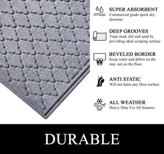 A1HC Superior Absorbant Polypropylene Doormat, Light Gray Ogee, 24"x36"