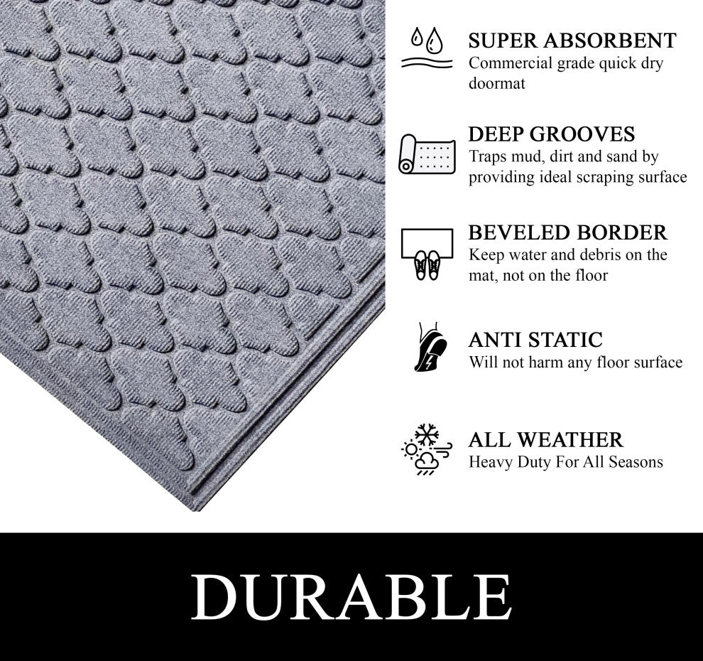 A1HC Superior Absorbant Polypropylene Doormat, Light Gray Ogee, 24"x36"
