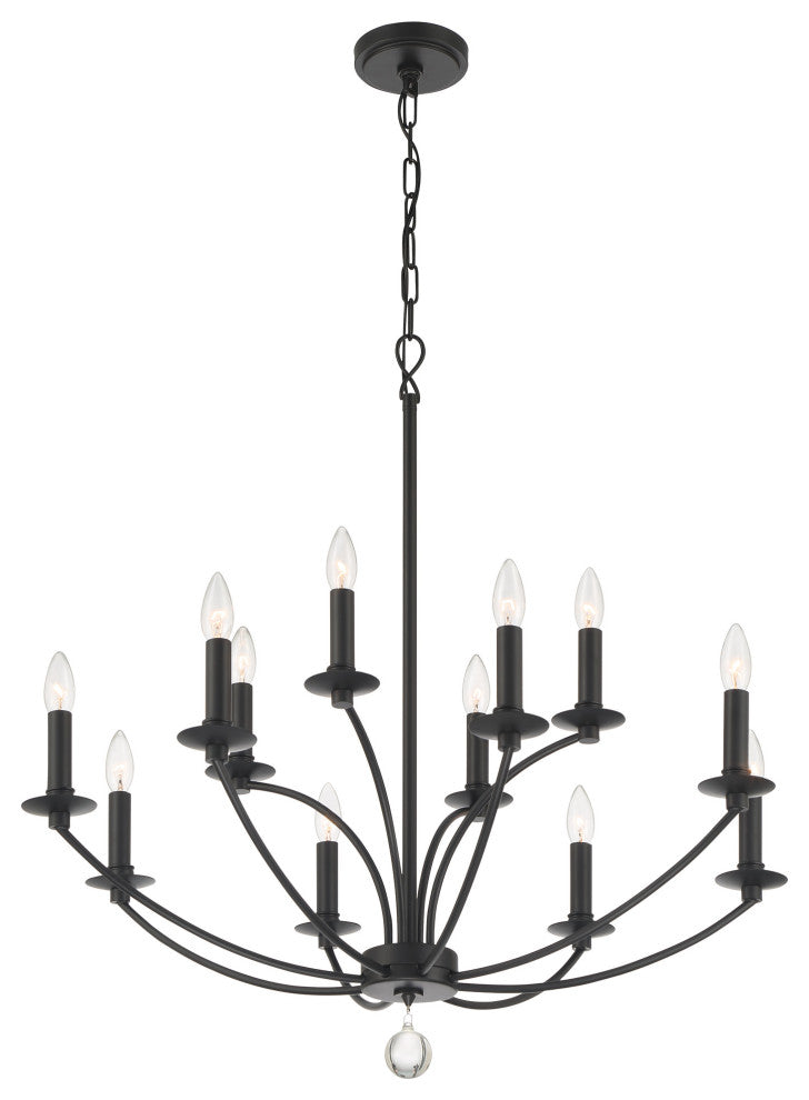 Crystorama Lighting Group MIL-8012 Mila 12 Light 32"W Taper - Black