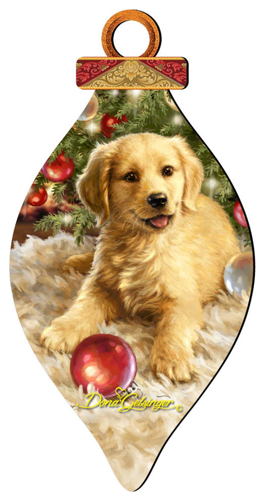 Christmas Puppy Ornament Cone
