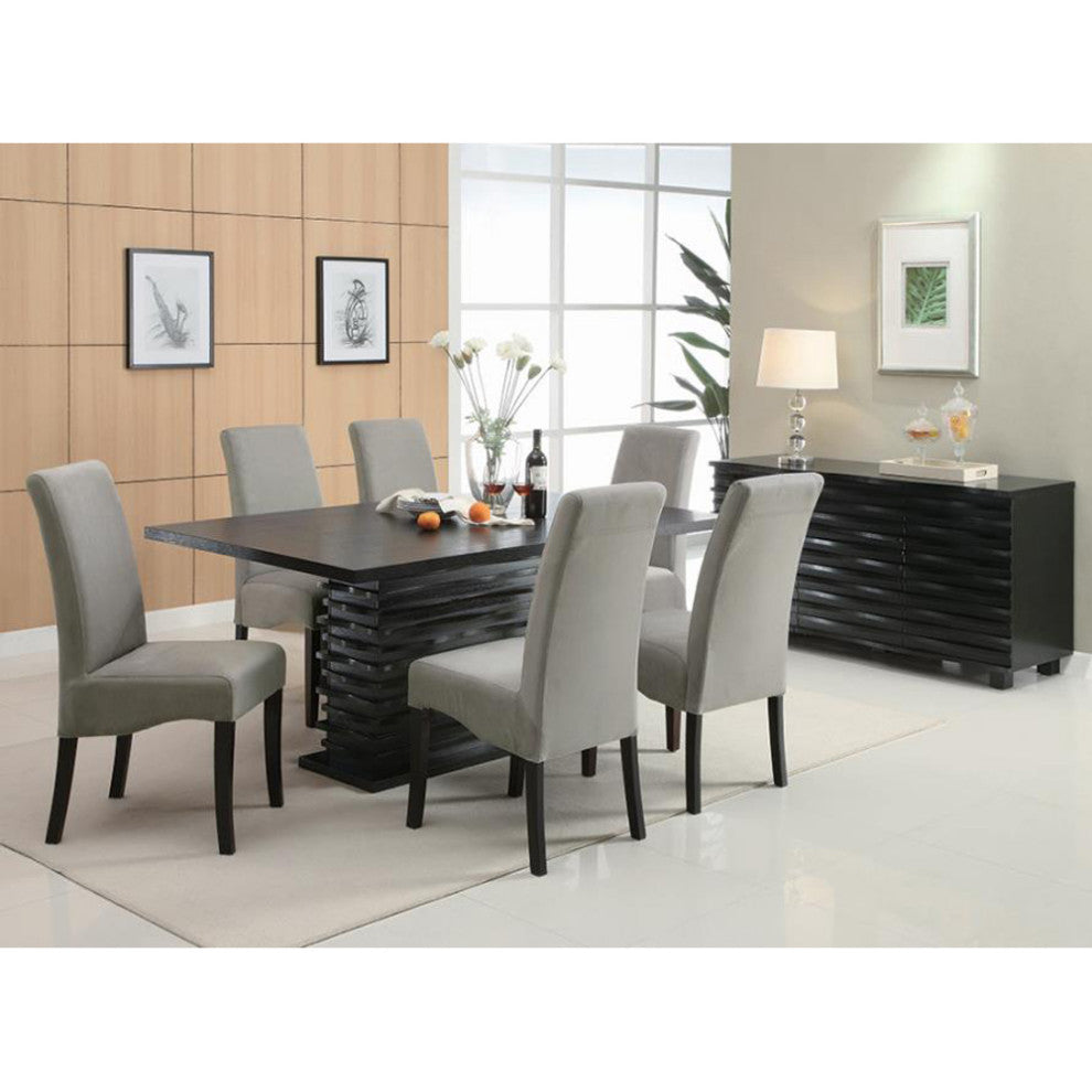 Set of 2 Upholstery Side Chairs Gray and Black