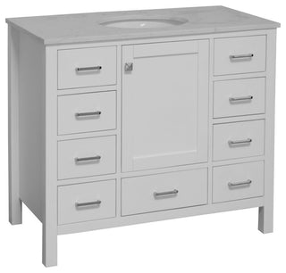 Horizon 42" Bathroom Vanity, White, Engineered Carrara