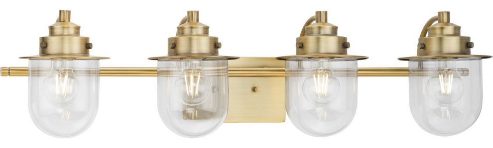 Northlake Collection Four-Light Vintage Brass Clear Glass Bath Light