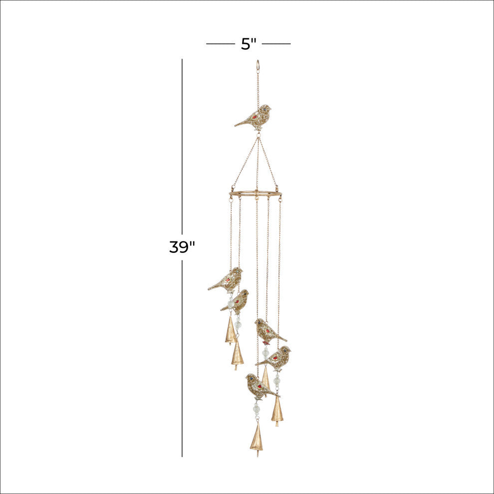 Gold Metal Eclectic Windchime, 5"x39"