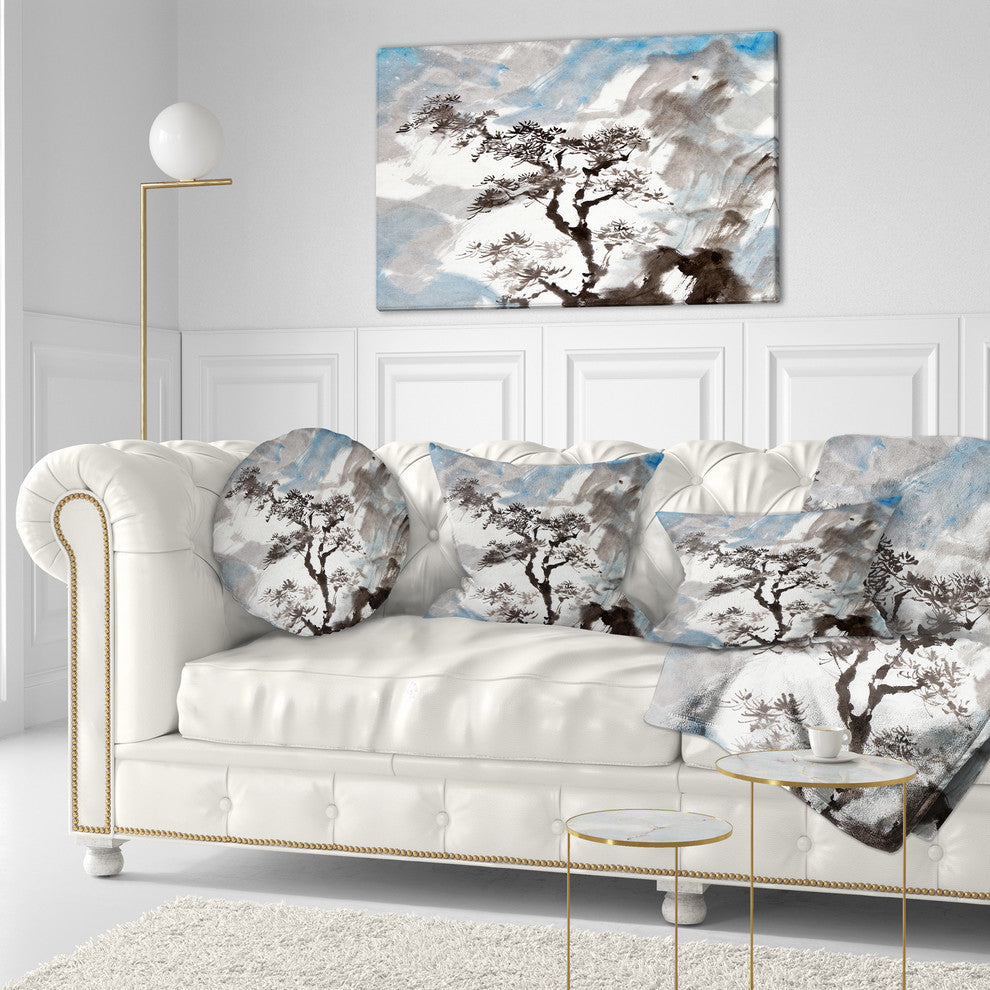 Chinese Pine Tree Trees Throw Pillow, 12"x20"
