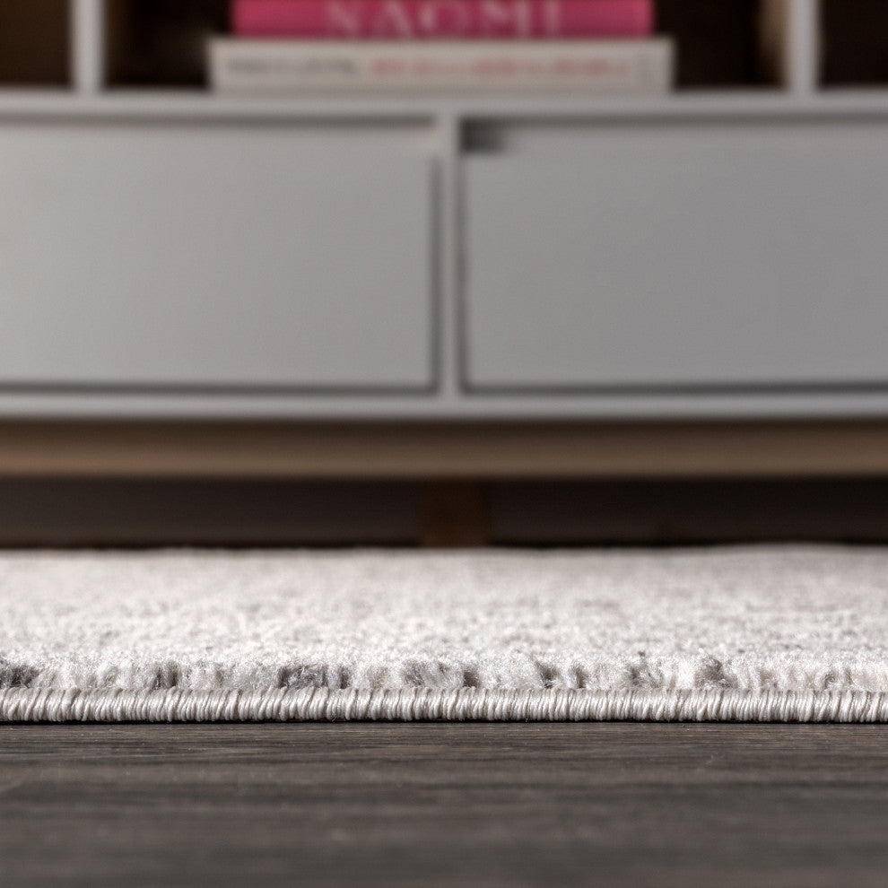 Moroccan HYPE Boho Vintage Diamond Runner Rug, Cream/Gray, 5' Square