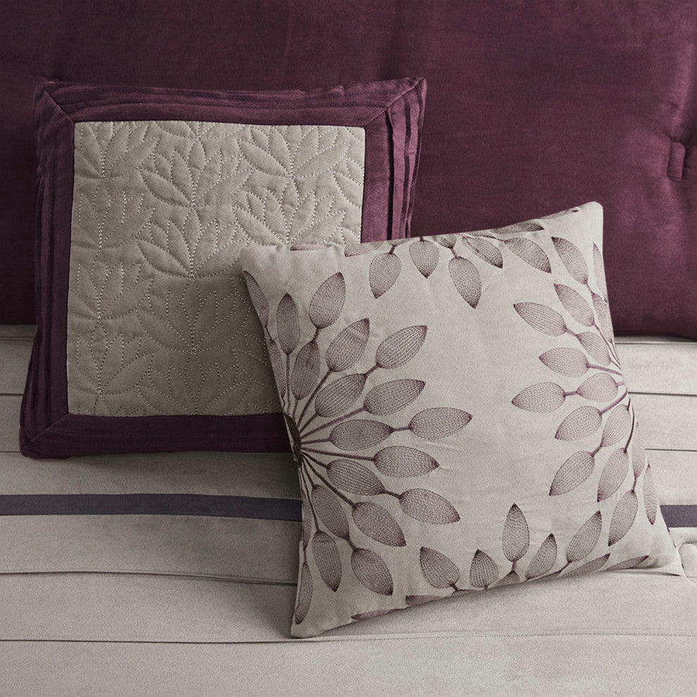 Madison Park Palmer Vera Microsuede 7-Piece Comforter Set, Purple