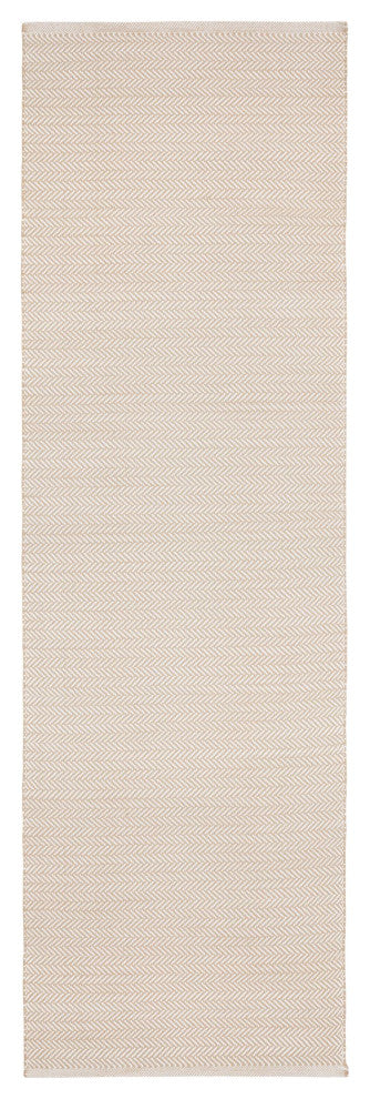 Dash & Albert Herringbone Linen/White Handwoven Indoor/Outdoor Rug, 2'6" x 18'