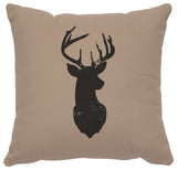 Image Pillow 16x16 Deer Head Silhouette Cotton Alabaster