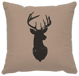Image Pillow 16x16 Deer Head Silhouette Cotton Alabaster